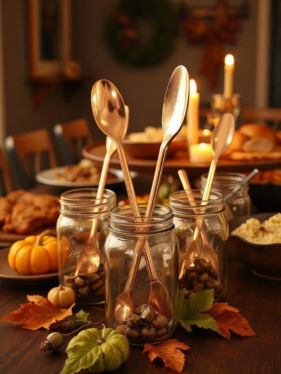 copper utensils in jars