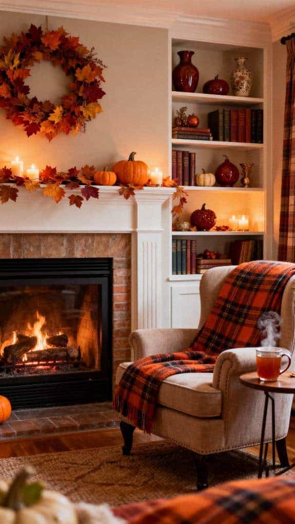 cozy autumn fireplace decor