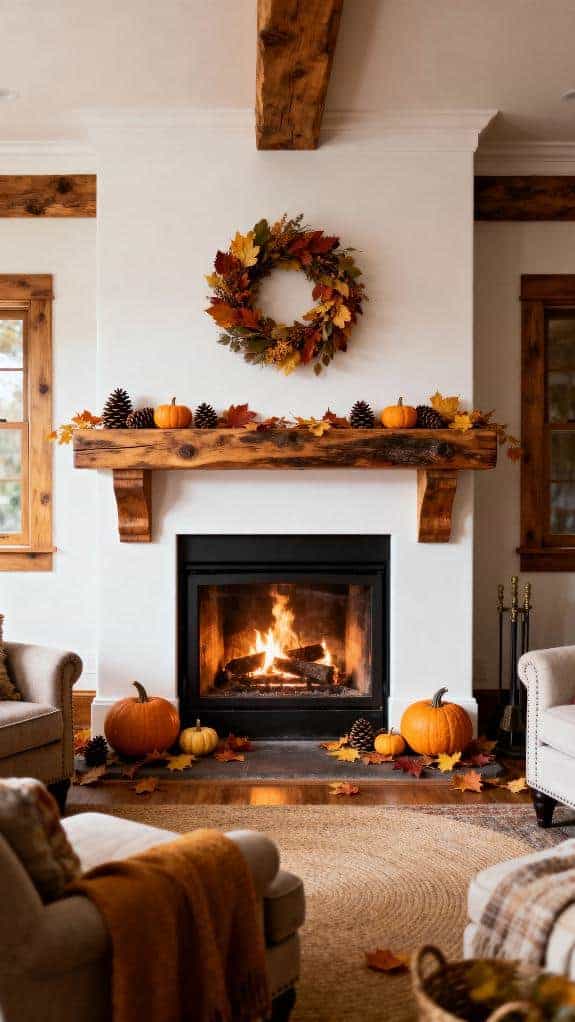cozy autumn fireplace decor