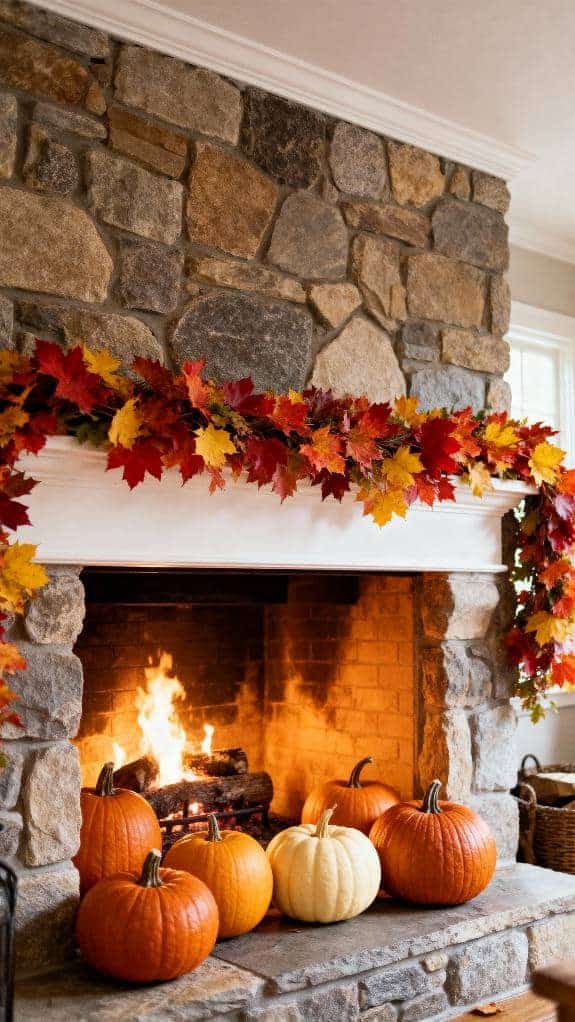 cozy autumn fireplace decor