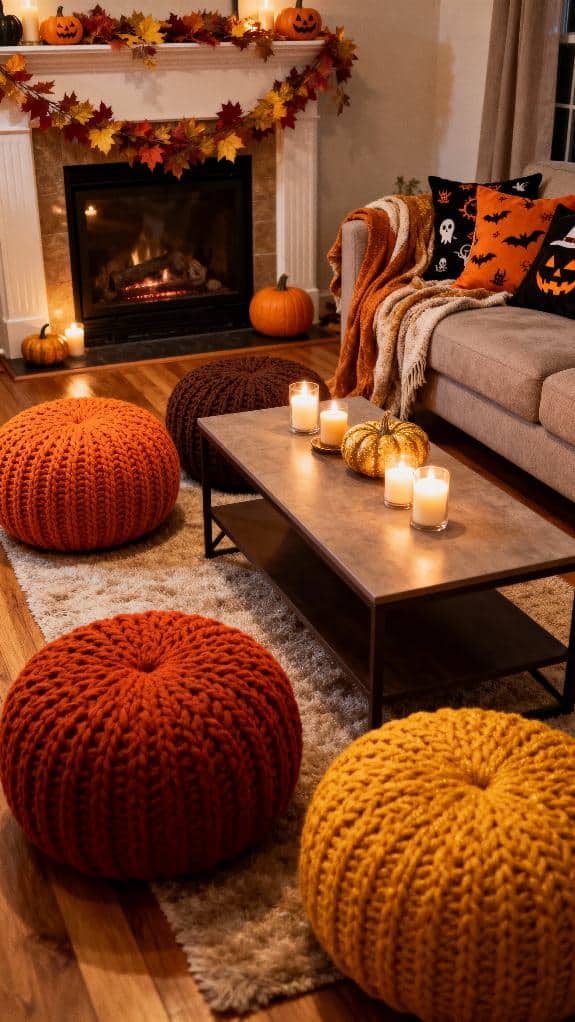 cozy autumn knit poufs