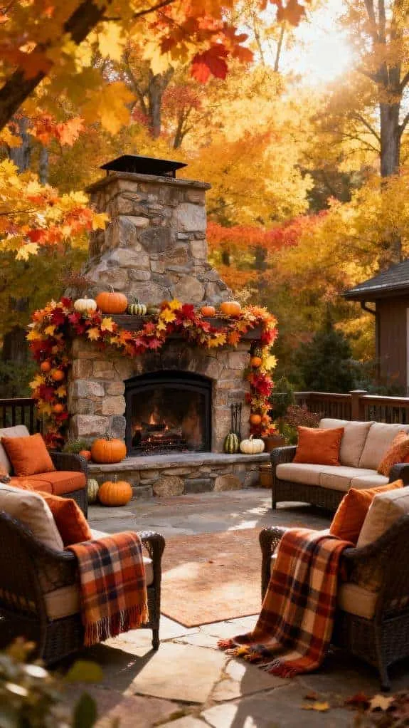 cozy autumn patio setup