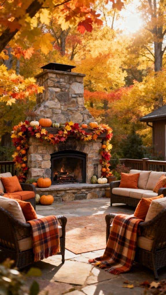 cozy autumn patio setup