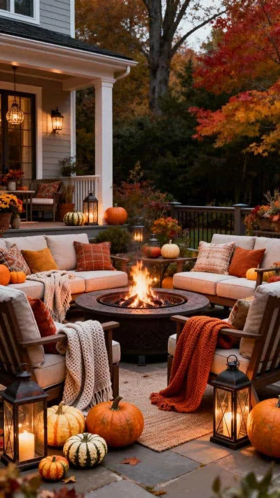 cozy autumn patio setup