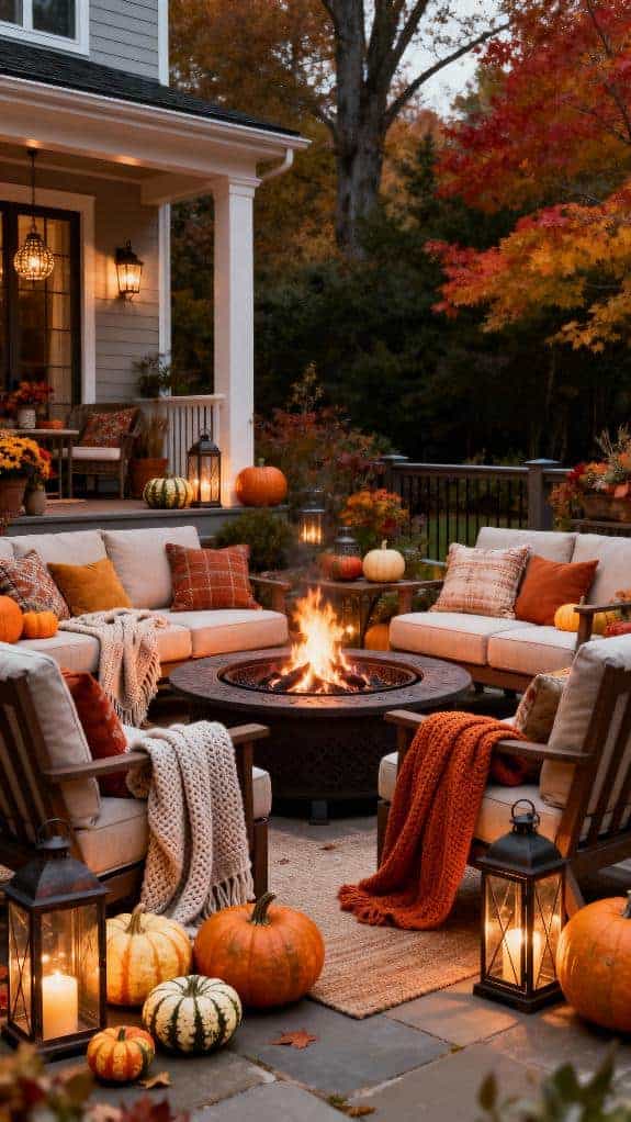 cozy autumn patio setup