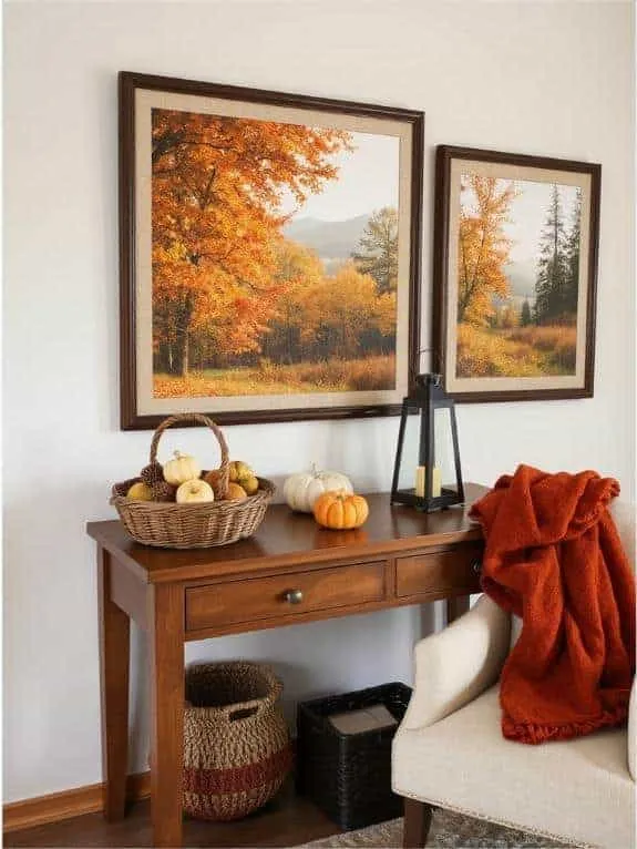 cozy autumn themed artwork display