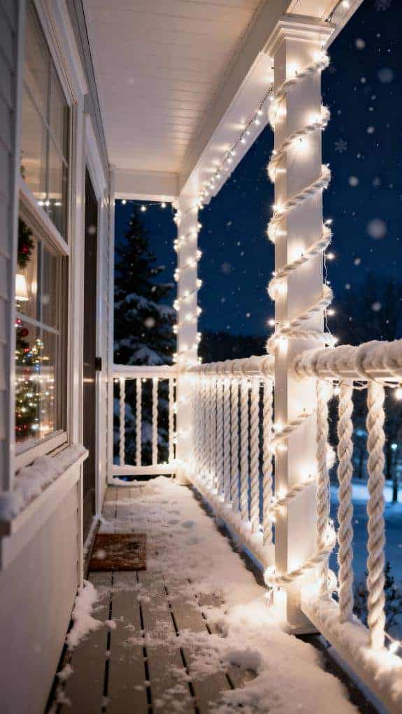 cozy balcony rail lighting
