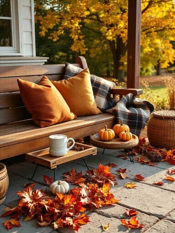 cozy bench with cushions