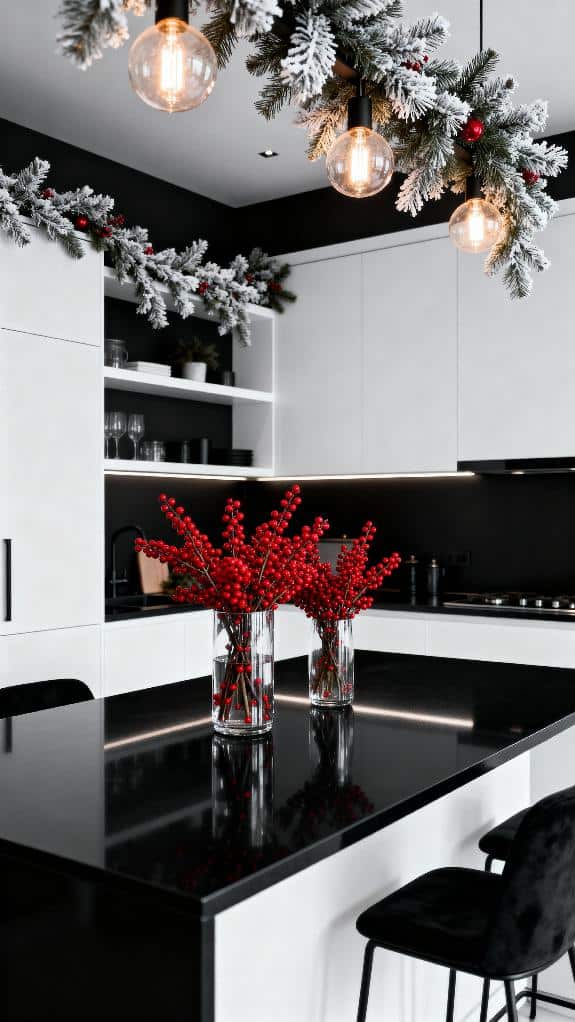 cozy black and white kitchen