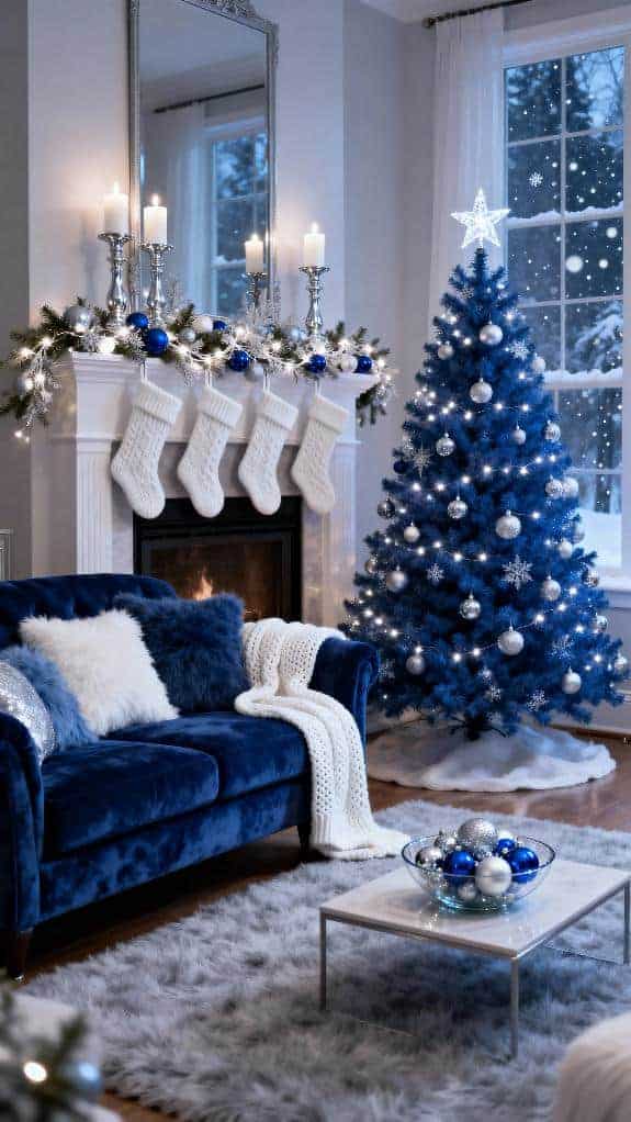 cozy blue christmas decor