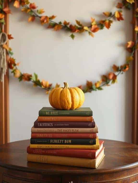 cozy book stack centerpiece