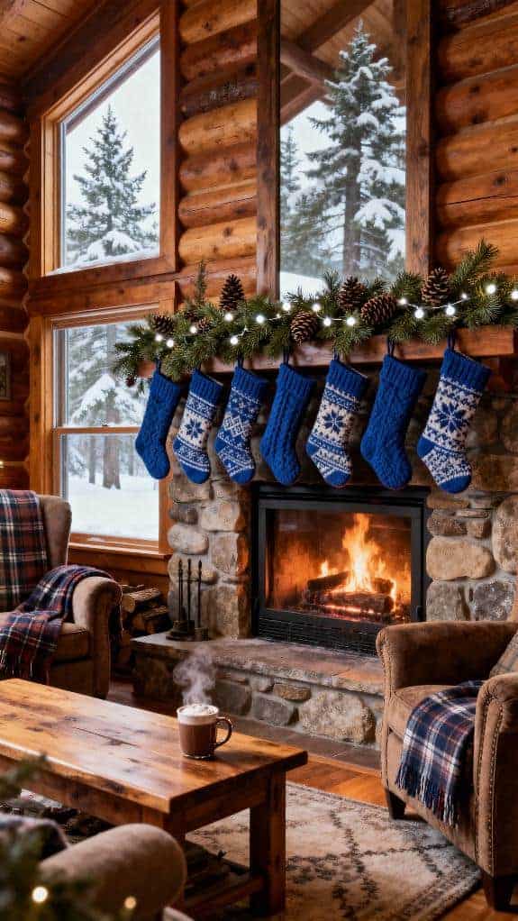 cozy cabin with stockings