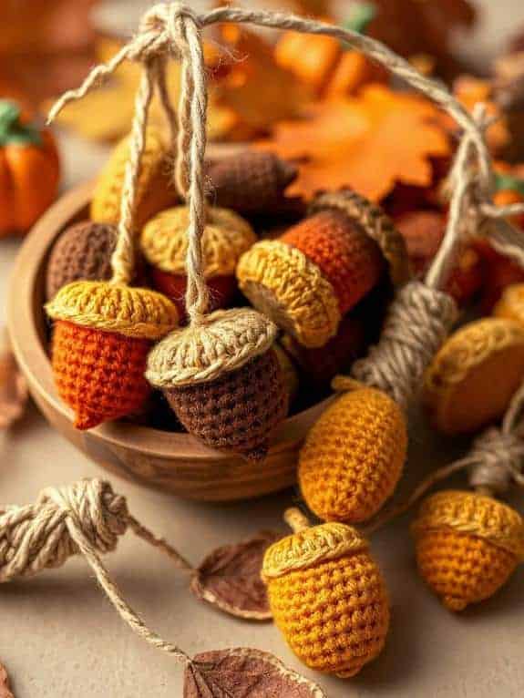 cozy crochet acorn decorations