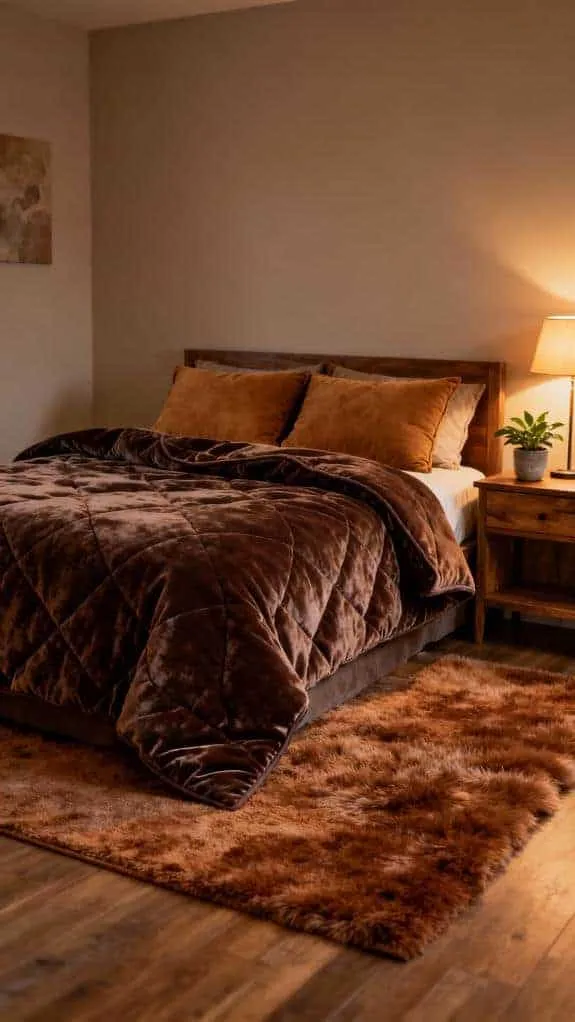 cozy espresso velvet bedding