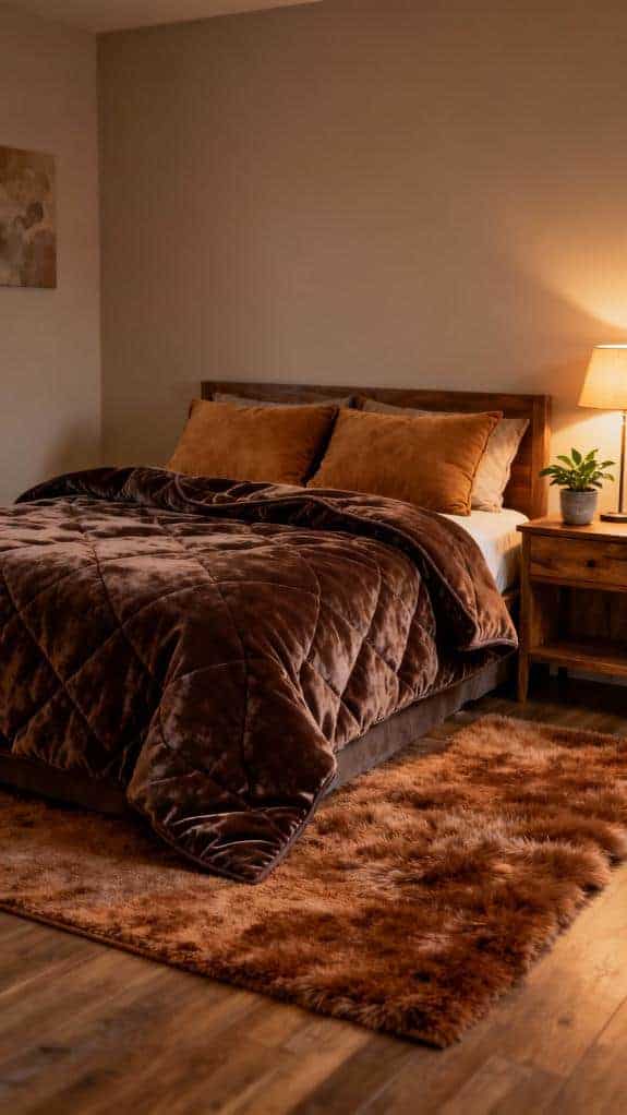 cozy espresso velvet bedding