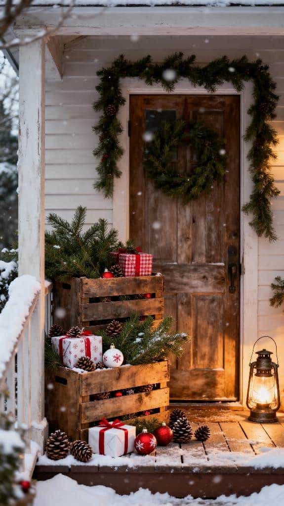 cozy evergreen crate display