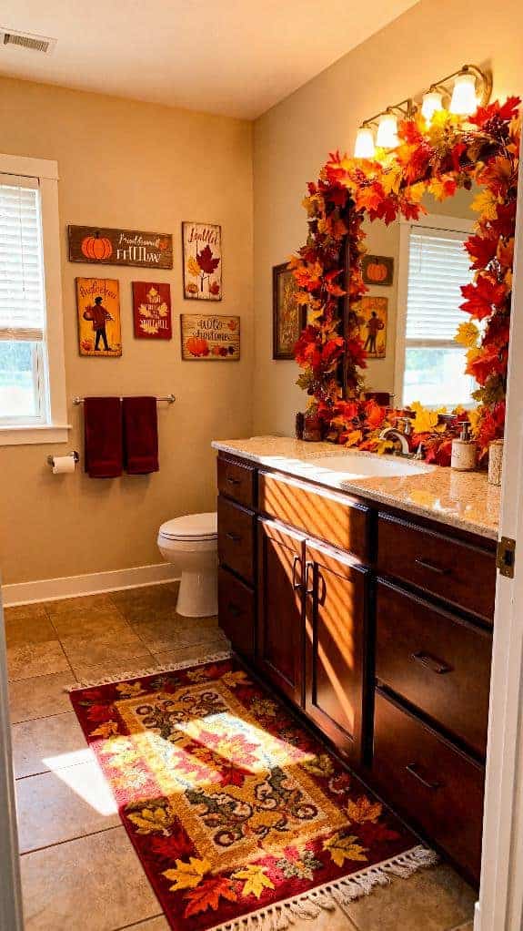 cozy fall bathroom decor