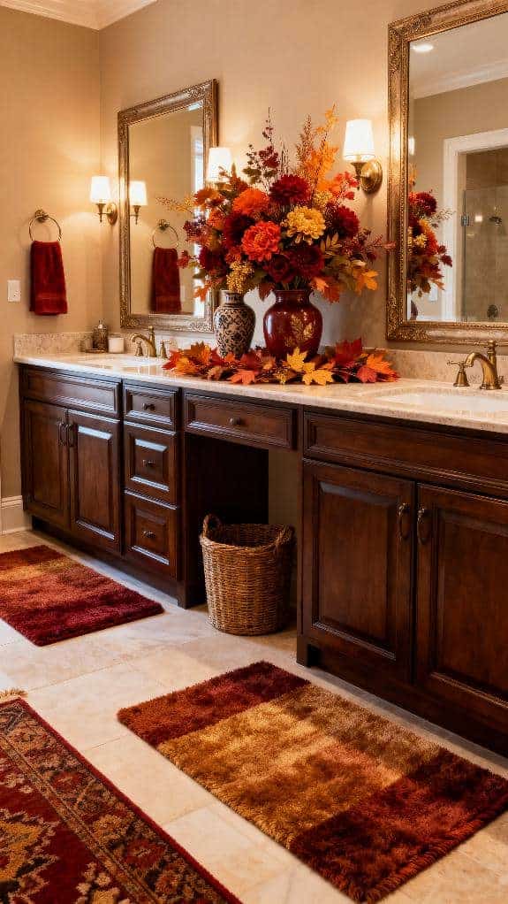 cozy fall bathroom decor