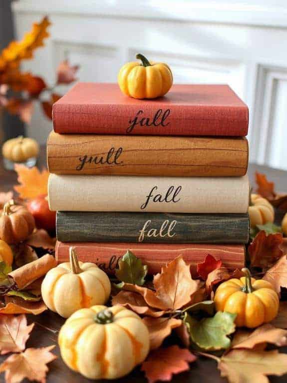 cozy fall book decor