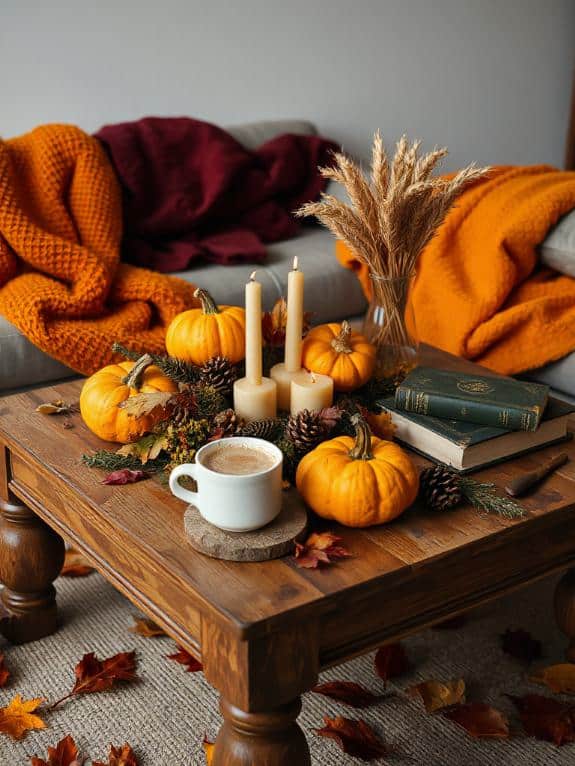 cozy fall coffee table decor