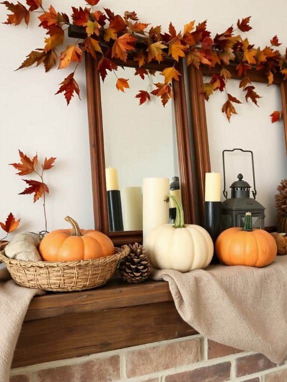cozy fall mantel decor