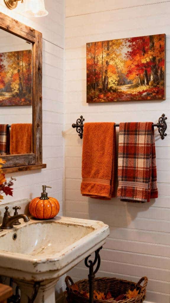 cozy farmhouse fall bathroom