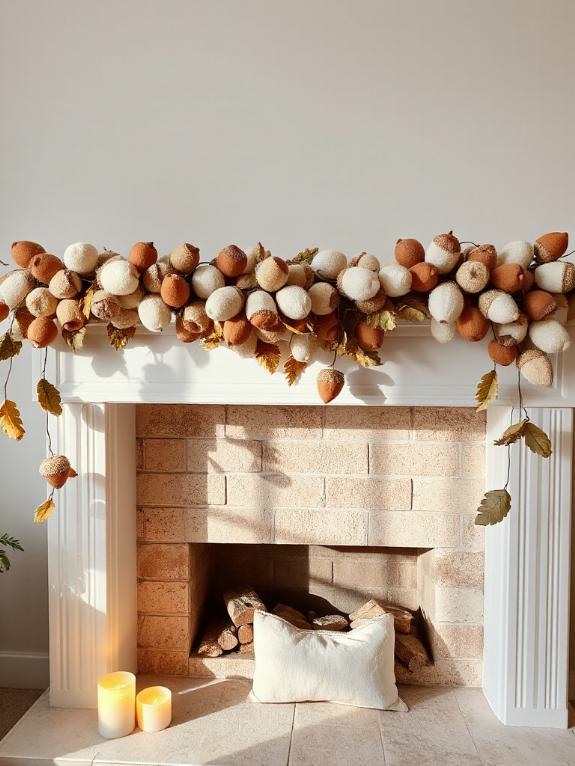 cozy felted acorn garland