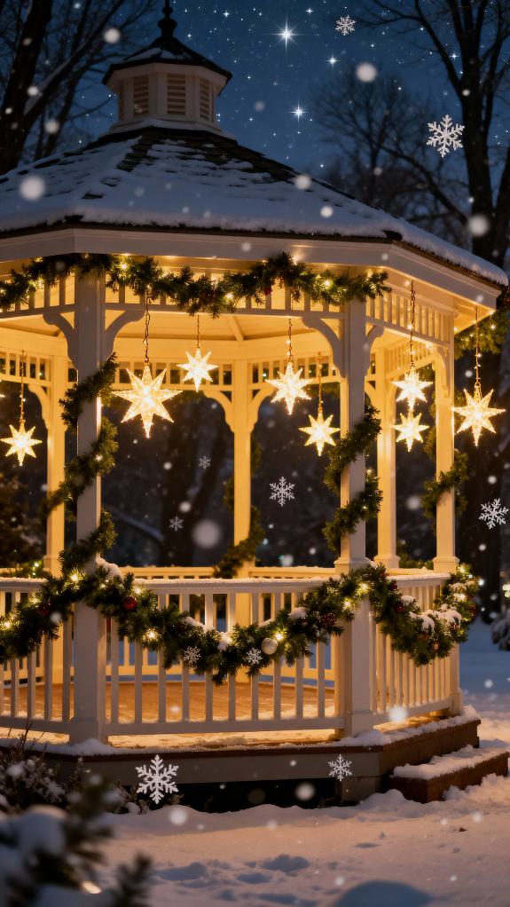 cozy gazebo winter decorations