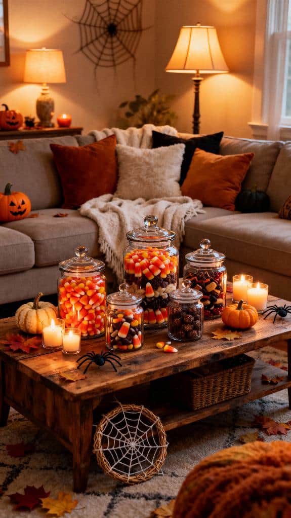 cozy halloween candy display