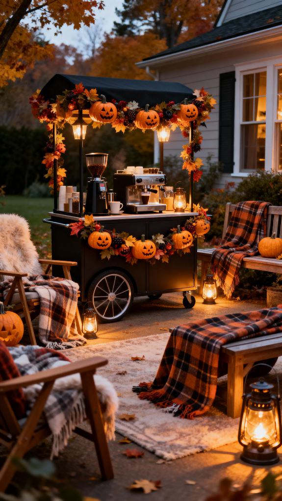 cozy halloween coffee cart
