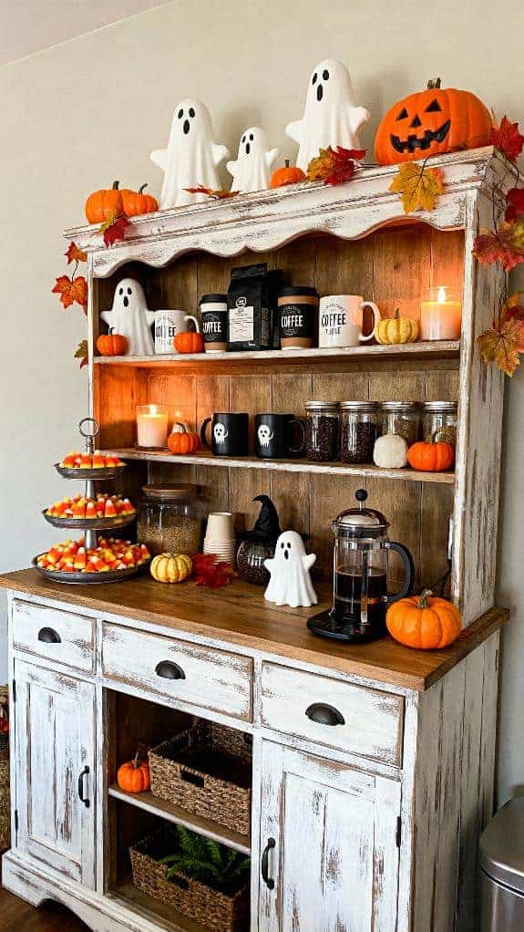 cozy halloween coffee station