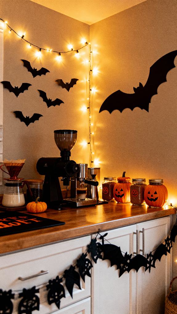 cozy halloween coffee station