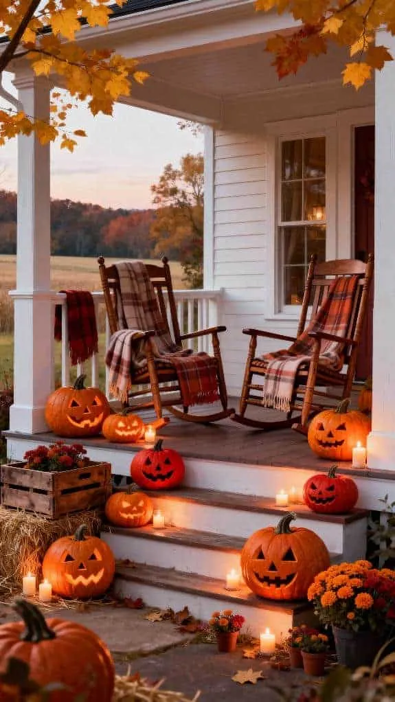 cozy halloween farmhouse porch