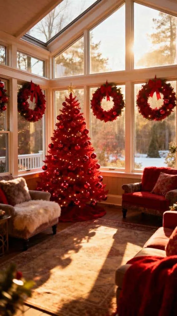 cozy holiday sunroom decoration