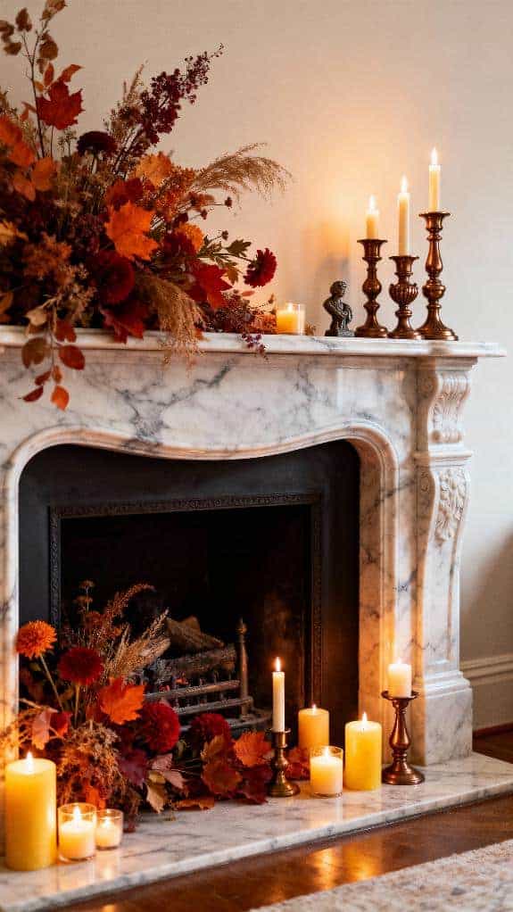 cozy marble fireplace decor