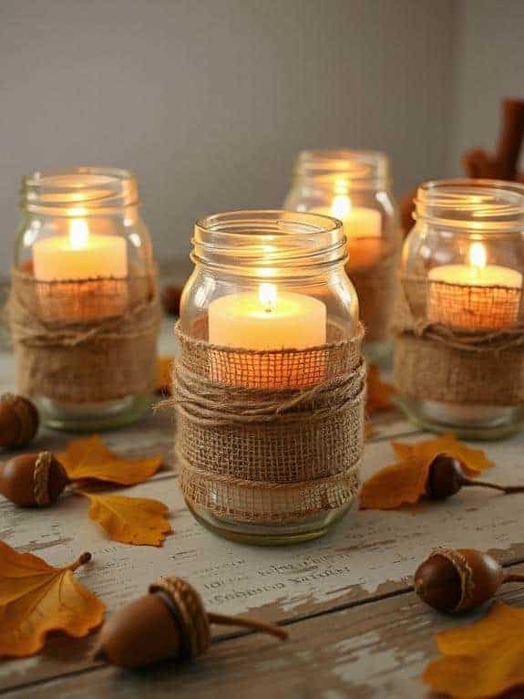 cozy mason jar candle holders