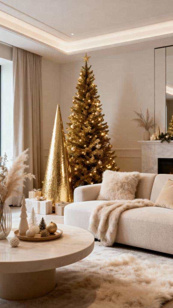 cozy metallic gold entryway