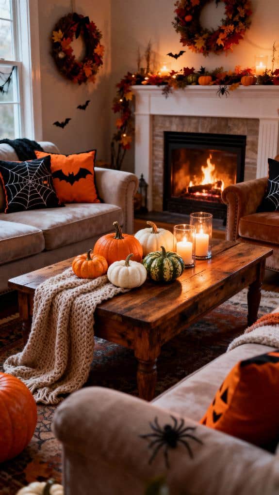 cozy mini pumpkin display