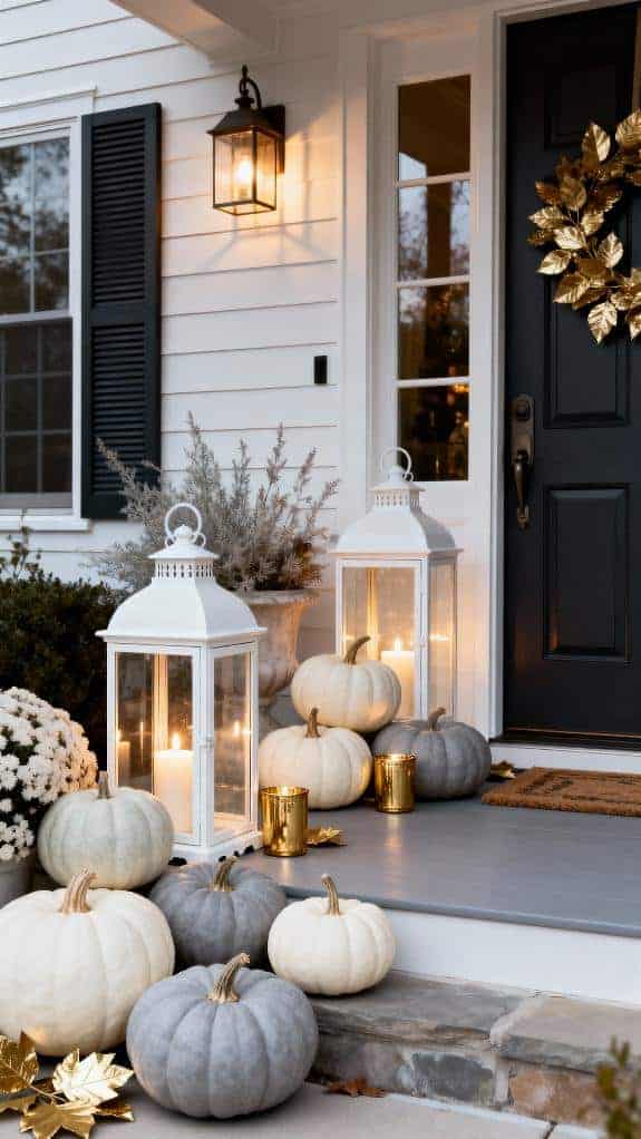 cozy neutral pumpkin decor