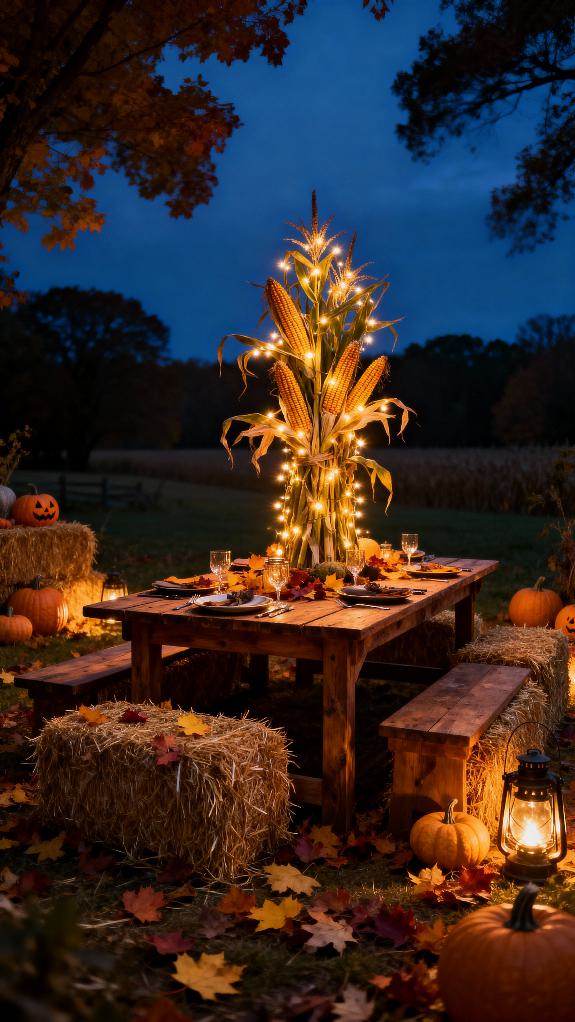 cozy outdoor halloween setup