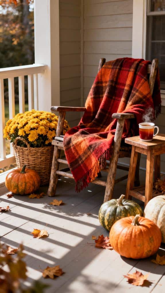 cozy plaid blanket draping