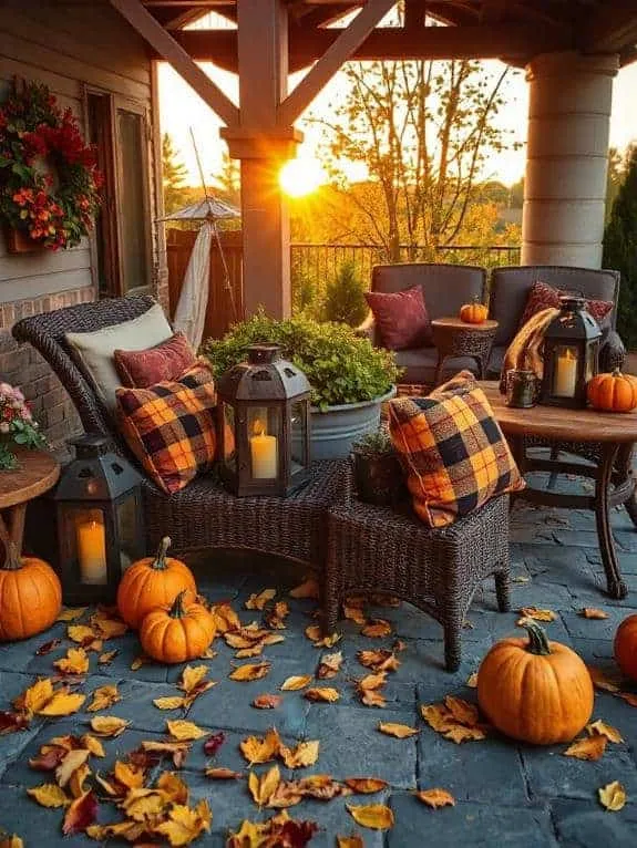 cozy plaid outdoor pillows