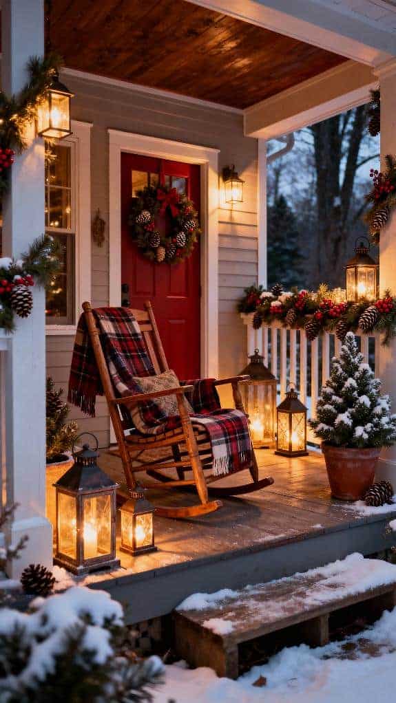 cozy porch with lanterns
