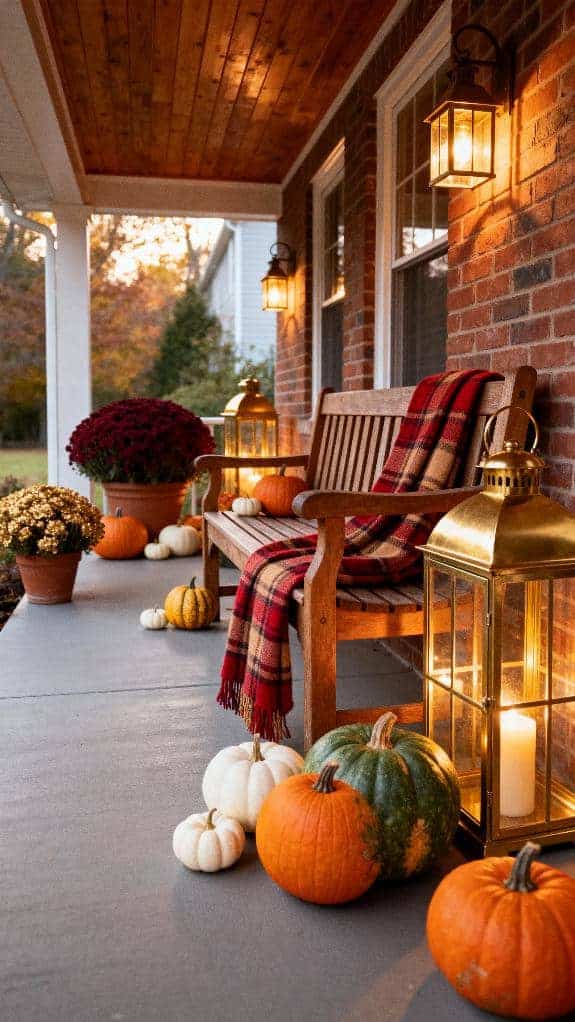 cozy porch with pumpkins