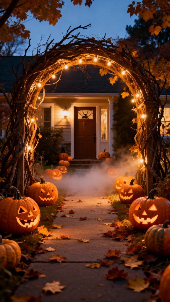 cozy pumpkin lit pathway