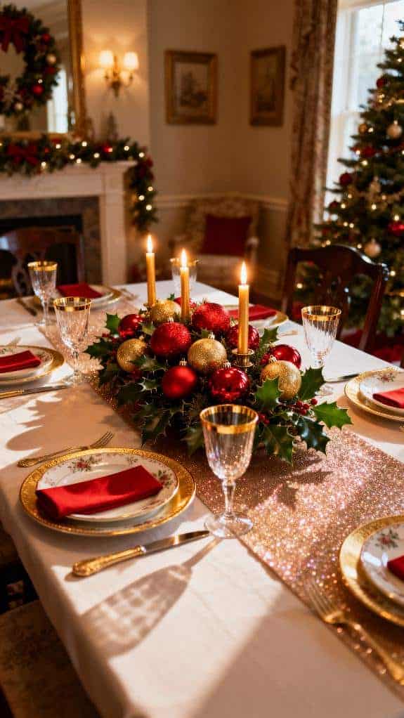 cozy red and gold dining