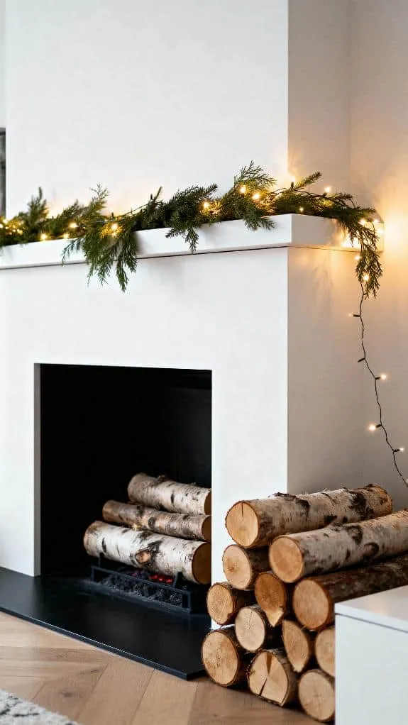 cozy scandinavian mantel decor