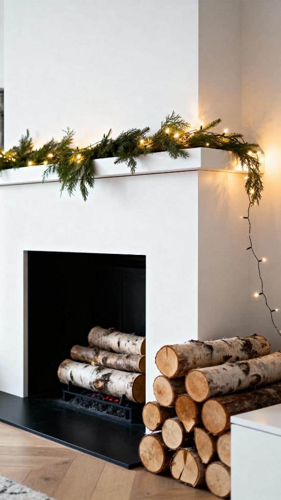 cozy scandinavian mantel decor