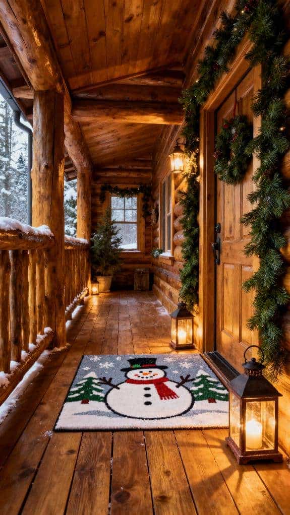 cozy snowman themed hallway decor