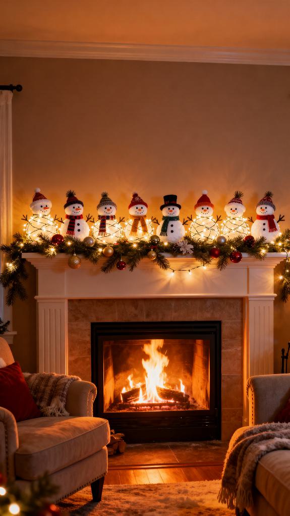 cozy snowmen string lights